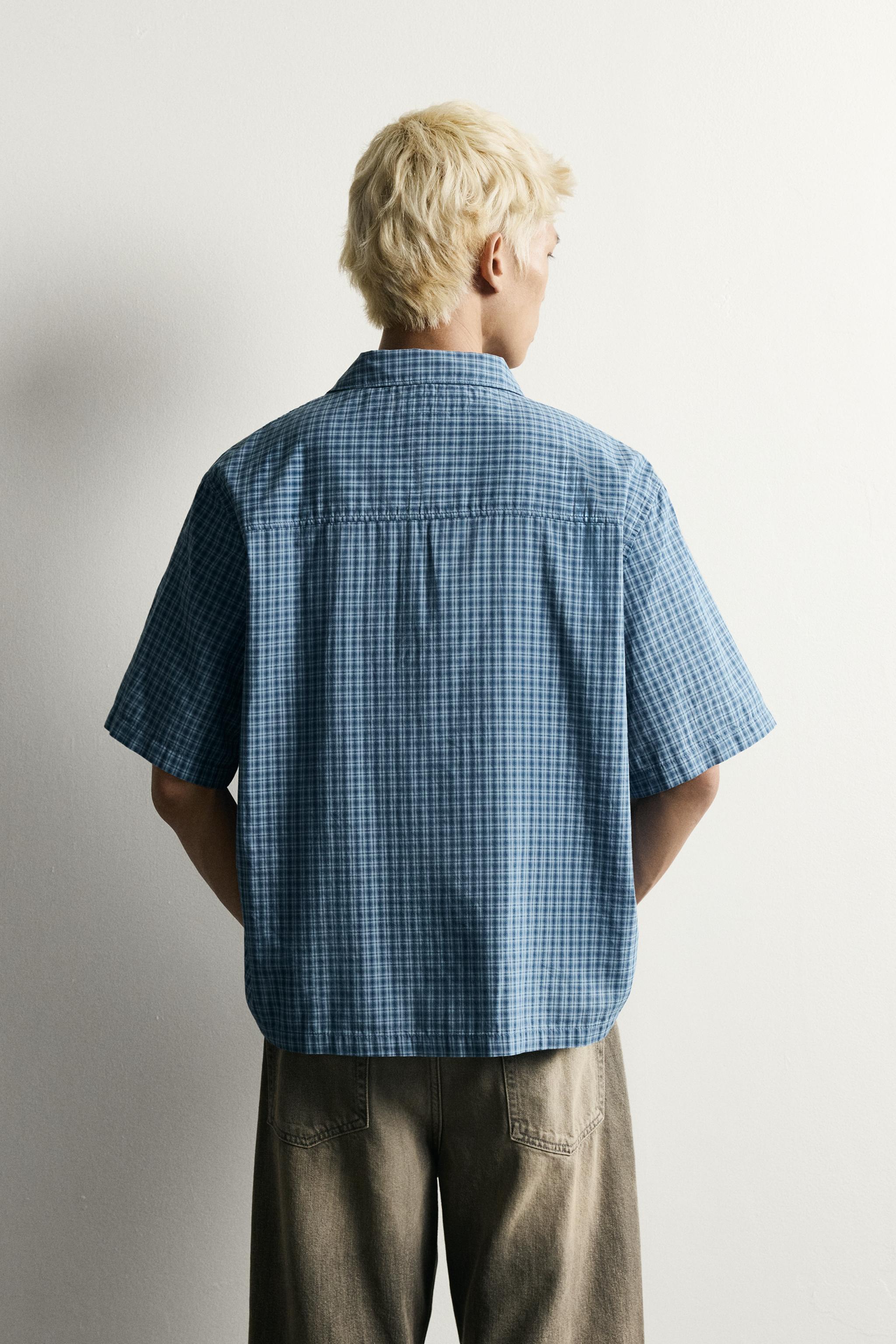 RELAXED FIT PLAID ZIPPER SHIRT